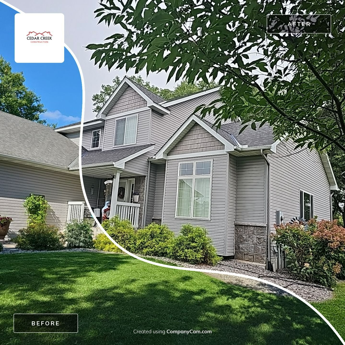 Before and after shingle to metal roof replacement in Tennessee