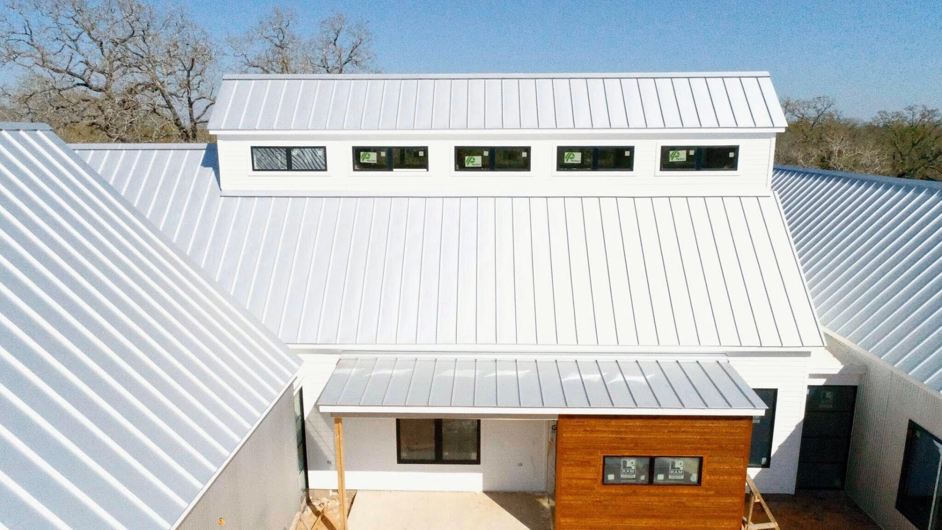 Galvalume-coated metal roofing panel close-up