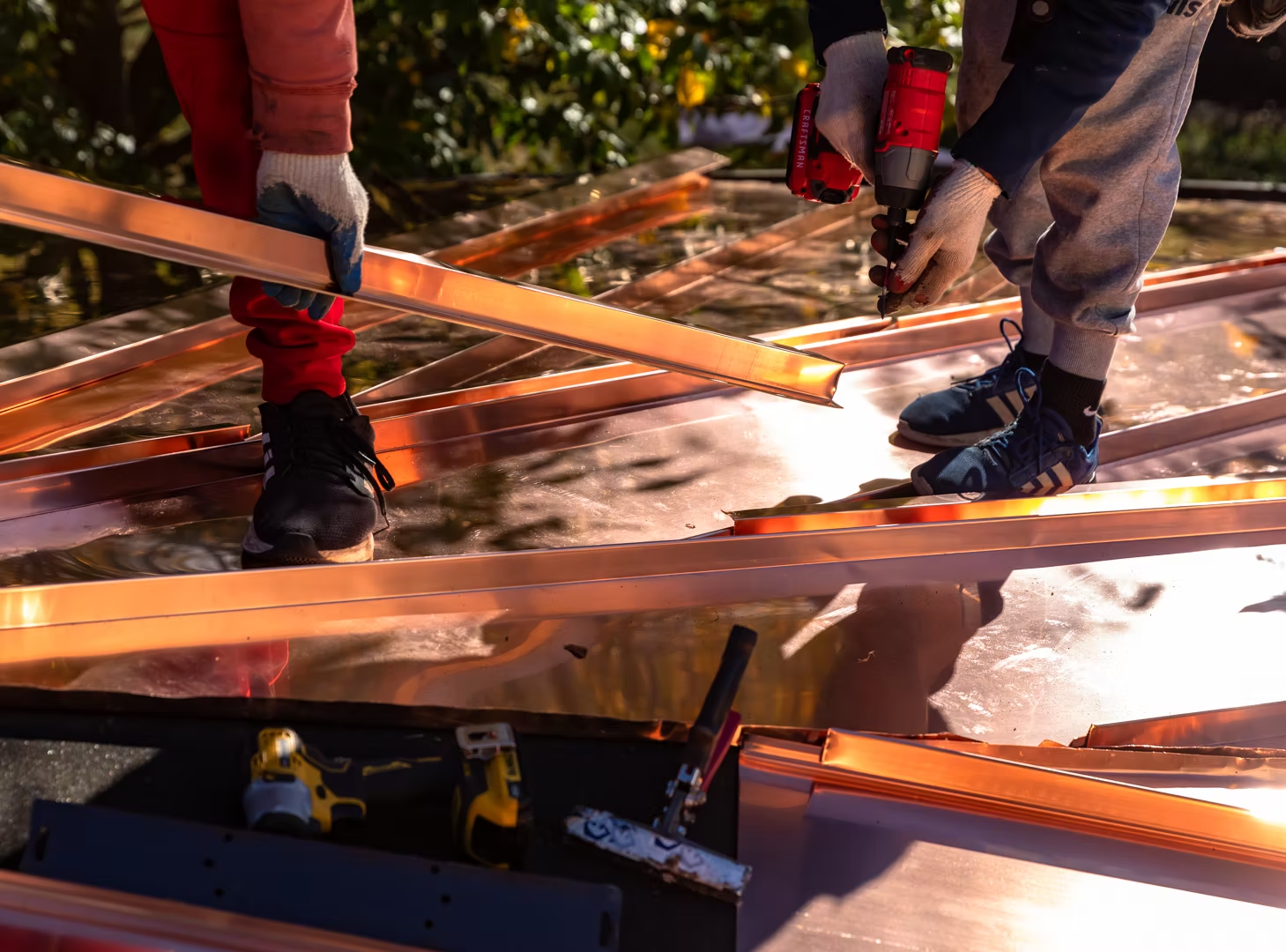 Metal roofing repair work